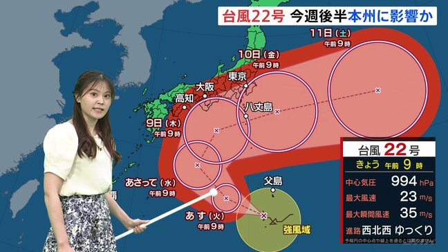 台風22号 発達しながら北上→今週後半に日本へ影響のおそれ【予報士解説】|TBS NEWS DIG