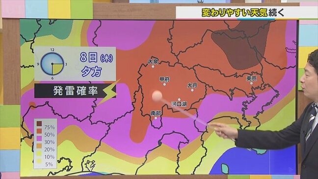8日の午後は落雷や滝のような雨に要注意　今後、熱帯低気圧が台風5号に　気象予報士が解説　山梨　【天気】|TBS NEWS DIG
