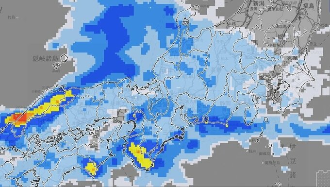 【大雨情報】近畿地方は局地的に非常に激しい雨が降る見込み　10日未明～11日にかけて　10日に予想される１時間降水量は近畿北部40ミリ　近畿中部50ミリ　近畿南部50ミリ【雨風シミュレーション】　|　富山のニュース｜天気・防災｜チューリップテレビ