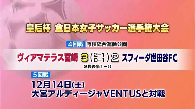 女子サッカー皇后杯　ヴィアマテラス宮崎は5回戦進出|TBS NEWS DIG