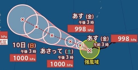 【台風情報】「台風5号（ハグピート）」　最大瞬間風速30mまで発達予想　今後の進路・勢力はどうなる？日本への影響は？　12日(火)にかけての雨風シミュレーション【気象庁7日最新情報】|TBS NEWS DIG