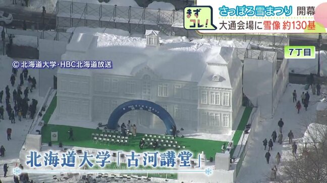 さっぽろ雪まつり開幕!迫力の大雪像、北大『古河講堂』に「雪でこんなに細かくできるなんて」大谷翔平、スター・ウォーズも…圧巻の約130基公開|TBS NEWS DIG