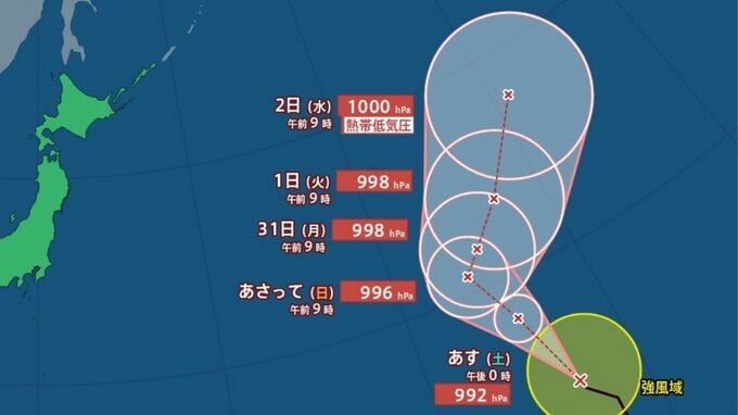 【台風情報】最大瞬間風速30m/s・996hPa「台風22号（アータウ）」...ウェーク島近海を北北西に20km/hで進行中、今後の進路は？9月7日までの雨・風シミュレーションで確認【気象庁28日13時発表】|TBS NEWS DIG