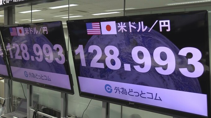 【速報】急速な円高進行　一時1ドル128円台　アメリカの消費者物価の伸び鈍化で　