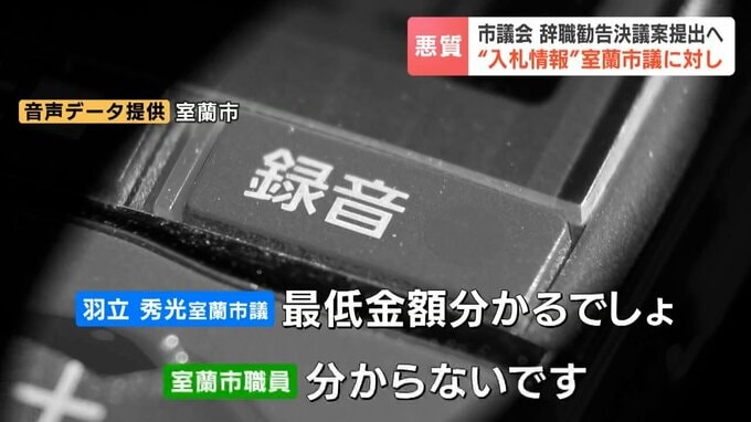 最低入札価格の要求に対するやり取りを示したテロップ