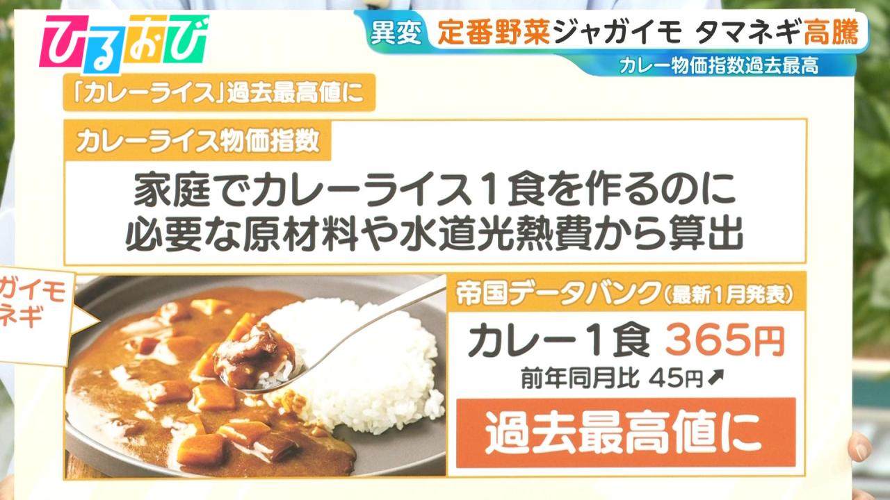 カレーライス物価指数”1食「365円」に！定番ジャガイモ＆玉ねぎ「今