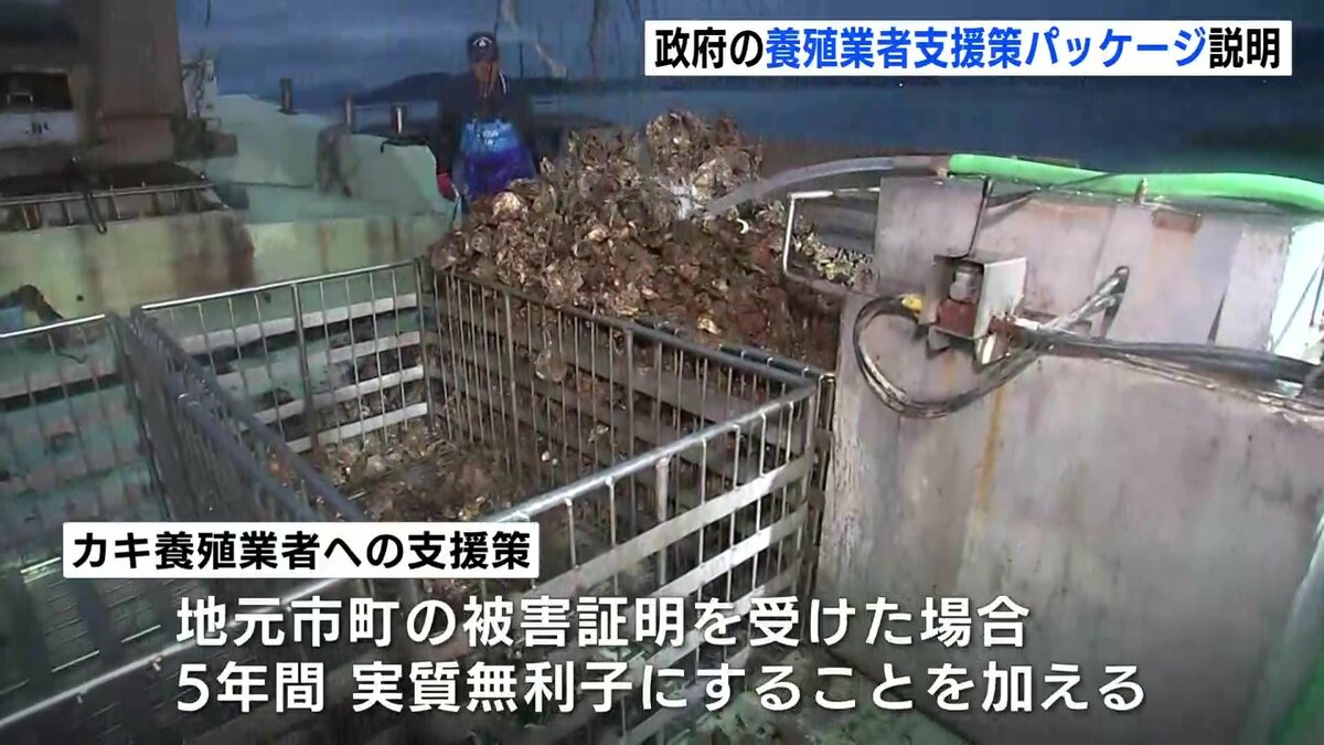5年間の実質無利子融資など 政府のカキ養殖業者への支援パッケージ