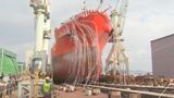全長145メートルのケミカルタンカー進水式 臼杵造船所で建造 大分 | 大分のニュース|OBS NEWS|大分放送