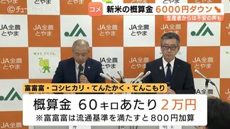 新米概算金は過去最大6000円ダウンの2万円　小売価格5キロ3000円台前半を想定　生産者は肯定的も来年以降の下落懸念も　富山　|　富山のニュース｜天気・防災｜チューリップテレビ