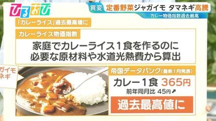 カレーライス物価指数”1食「365円」に！定番ジャガイモ＆玉ねぎ「今