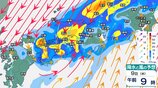 【大雨情報】近畿地方　9日夕方にかけて局地的に雷を伴った非常に激しい雨が降るところも　線状降水帯が発生する可能性【雨と風のシミュレーション】　|　富山のニュース｜天気・防災｜チューリップテレビ