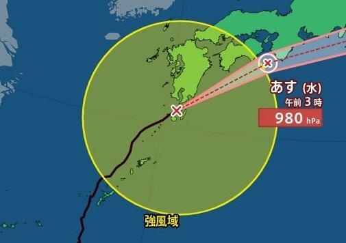 【台風情報】「台風6号(チャンミー)」進路予想　中心気圧980hPa・最大瞬間風速35m/s　3日に西日本・東日本の太平洋側にかなり接近か　1時間ごとの雨風シミュレーション【気象庁2日15時50分発表】|TBS NEWS DIG