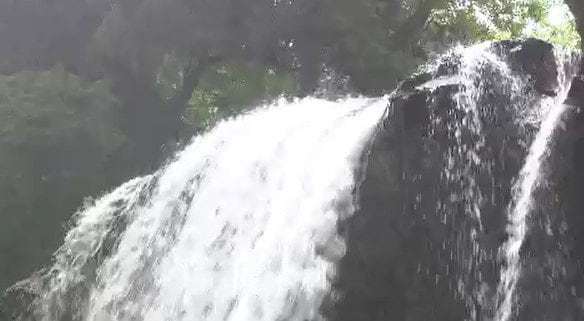 天然のミストシャワー！岩肌を打ちつけて舞い上がる水しぶき…信州・高山村「雷滝（かみなりだき）」絶景は雷滝の裏側からも…「裏見（うらみ）の滝」圧倒的な迫力！厳しい暑さを忘れさせてくれる滝　|　SBC NEWS | 長野のニュース | SBC信越放送