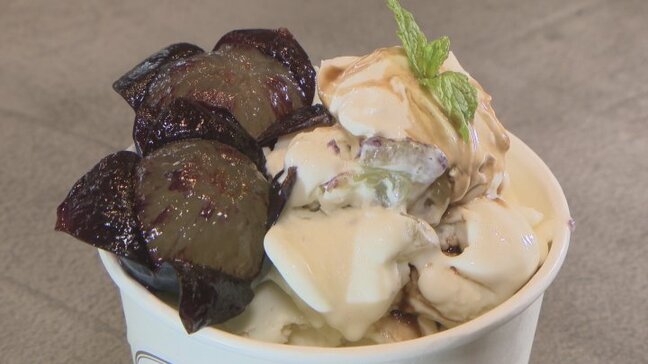 【ひんやりグルメ】-20度のプレートで作る“もっちりまろやか”なアイス メニューは季節の果物を使用 新発売は『大人のブドウ』 山梨・雨鹿屋|TBS NEWS DIG