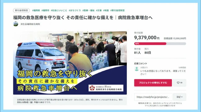 済生会福岡総合病院　病院救急車の購入資金のためCF始める|TBS NEWS DIG