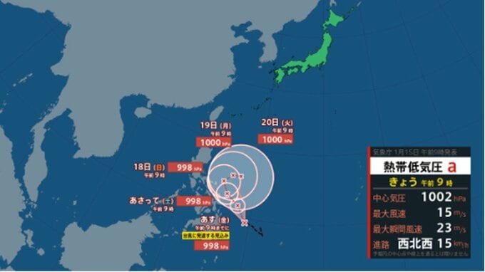 【気象情報】あすには今年初の台風に発達か...日本の南にある "台風のたまご" のこのあとの勢力と進路を詳しく　最大瞬間風速は？ 全国の天気を画像で 気象庁|TBS NEWS DIG