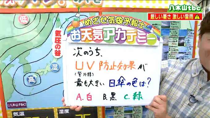 UV防止効果が最も大きい日傘の色は　白？黒？緑？それとも…tbc気象台　|TBS NEWS DIG