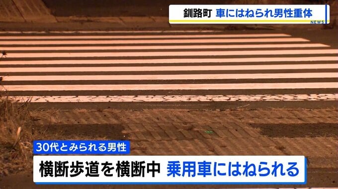 国道44号の交差点で横断歩道の男性はねられ意識不明の重体　逮捕の国家公務員の男「事故を起こしてまったのは私の不注意」北海道釧路町　|　北海道のニュース｜HBC北海道放送