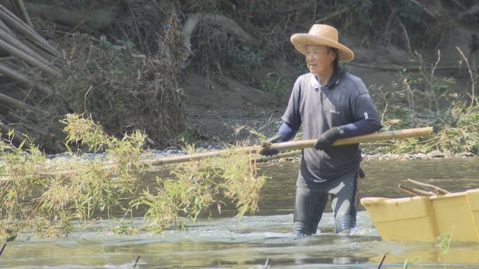 錦川に秋を告げる風物詩　落ちアユ漁の季節を前に川下りを遮る「せき」を設置　山口県岩国市　|　山口のニュース・天気・防災｜tys NEWS｜ｔｙｓテレビ山口