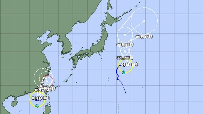 【ダブル台風情報】台風3号・4号の今後の進路と勢力の最新情報を詳しく　気象庁発表　|　山形のニュース│TUYテレビユー山形