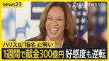 後継指名から1週間 ハリス副大統領に「勢い」 献金額は300億円超 好感度で“逆転” 一方のトランプ陣営はバンス氏の過去の発言が波紋【news23】|TBS NEWS DIG