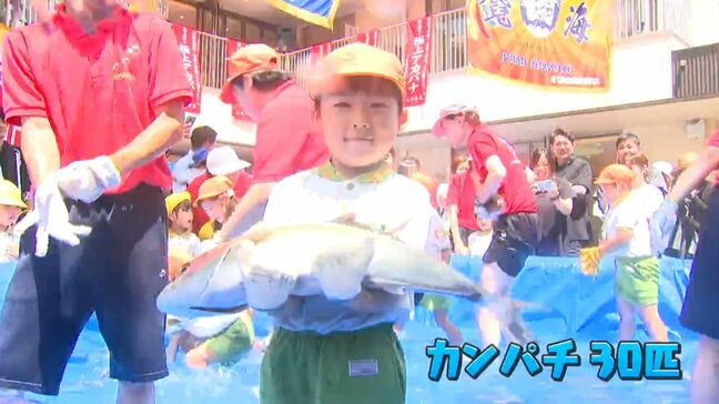 園児がカンパチつかみ取り体験　命の大切さ知る「ちょっと怖かった」「一人で触れられよかった」鹿児島市|TBS NEWS DIG