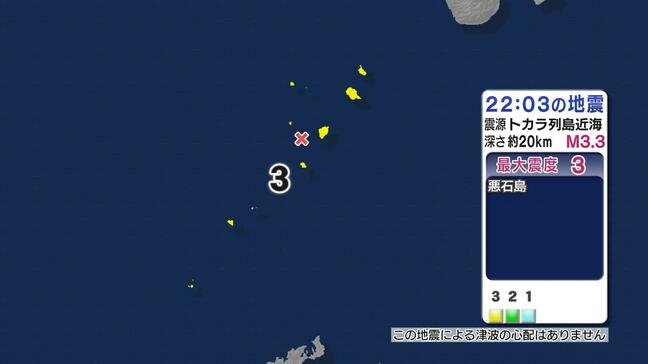 トカラ列島近海で地震 鹿児島十島村で最大震度３ 津波の心配なし|TBS NEWS DIG