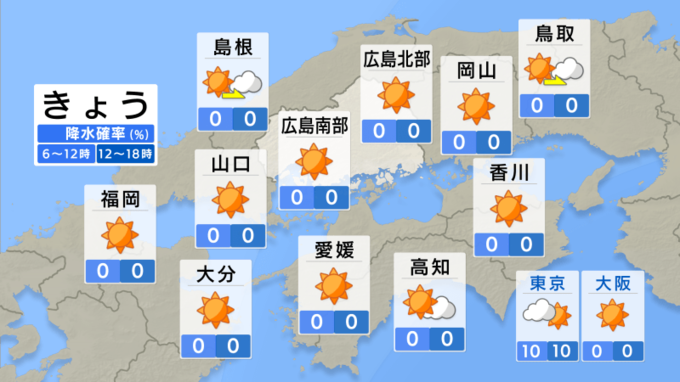 【きょう11/12(火)広島天気】朝の冷え込み強く　日中は穏やかな晴れ　|TBS NEWS DIG