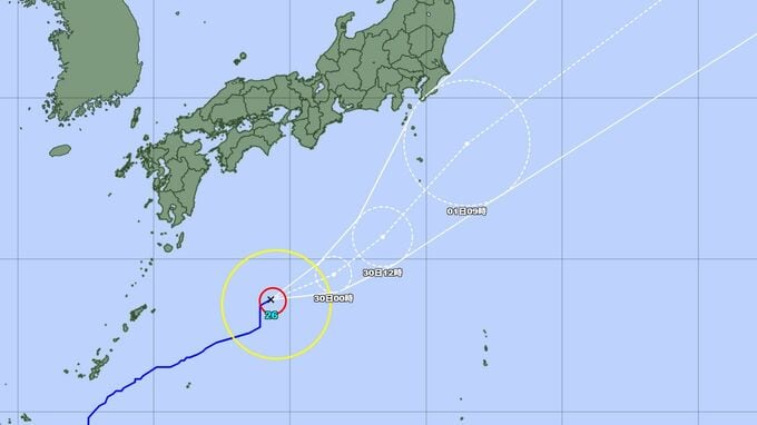 【台風情報】1日ごろ伊豆諸島近海に接近か　台風26号(スリゲ)は北東へ進む予想　最大瞬間風速40m/s　今後の進路予想、全国の天気を画像で　気象庁　|　山形のニュース│TUYテレビユー山形