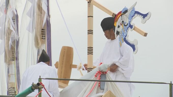 古式に則り厳かに　鳥取城跡で「中ノ御門渡櫓門」上棟式　鳥取県・鳥取市　|　BSSニュース | BSS山陰放送