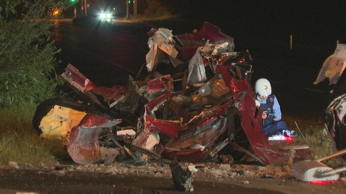交差点で車2台が衝突し大破　直進する車を運転の62歳男性が死亡　右折した車の29歳男を過失運転傷害の疑いで逮捕　北海道恵庭市・国道36号　|　北海道のニュース｜HBC北海道放送