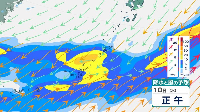 沖縄地方　11日にかけ“警報級”大雨のおそれ　9日は最大で1時間40mm予想　土砂災害や河川の増水に注意【雨風のシミュレーション】　|　富山のニュース｜天気・防災｜チューリップテレビ