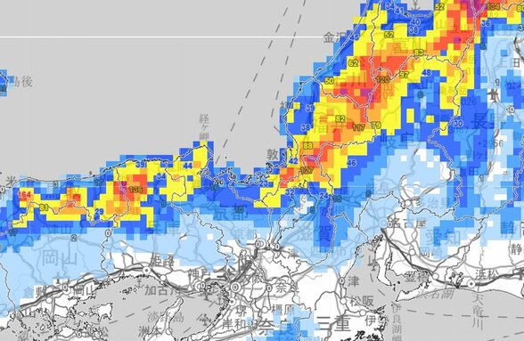 【大雪情報】　近畿地方　上空約1500メートルにマイナス9℃以下の強い寒気　強い冬型の気圧配置【大雪と雨シミュレーション】　|　富山のニュース｜天気・防災｜チューリップテレビ