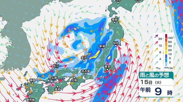 14日昼過ぎから大気の状態が非常に不安定 【嵐の使者】気象台は落雷や竜巻などの激しい突風、ひょう、急な強い雨に注意呼びかけ【雨と風シミュレーション】上空5500メートルに氷点下30℃以下の寒気　|　富山のニュース｜天気・防災｜チューリップテレビ