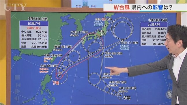 台風7号、8号が日本列島に接近する恐れ　24日はスッキリしない空模様に　米津龍一気象予報士が解説　山梨|TBS NEWS DIG