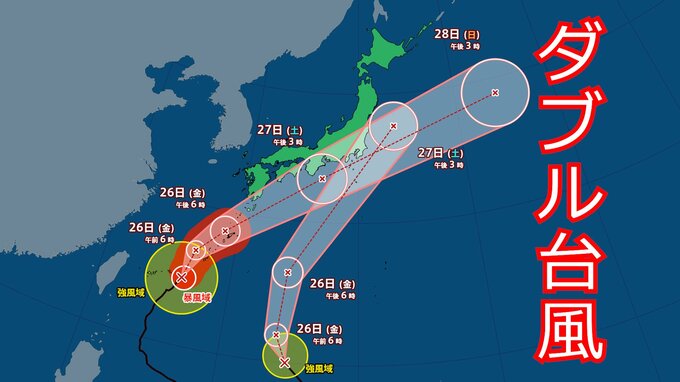 【台風情報】大雨の中で“ダブルパンチ”の恐れ… 台風7号と8号が静岡県に接近 進路予想と警戒ポイント（気象予報士解説）|TBS NEWS DIG