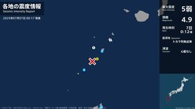 鹿児島県で最大震度5弱の強い地震　鹿児島県・鹿児島十島村|TBS NEWS DIG