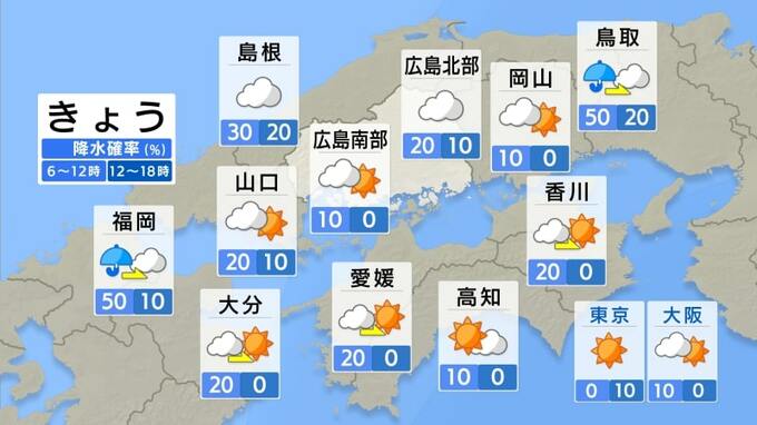 【きょう12/12(木)広島天気】冷たい空気の影響で北部ほど雲多め　きのうより昼間の気温下がる|TBS NEWS DIG