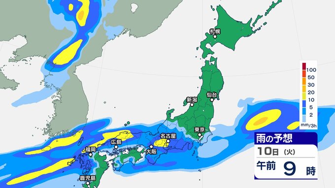 【大雨情報】福岡県、佐賀県、長崎県、大分県、熊本県で『線状降水帯が発生して大雨災害発生の危険度が急激に高まる可能性』10日明け方から夕方にかけて　1時間に60ミリの非常に激しい雨が降る所も【雨の動きシミュレーション】|TBS NEWS DIG