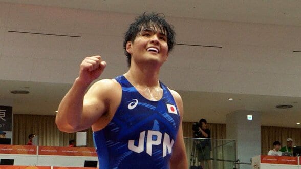 レスリング全日本王者の仲里優力が金メダル！男子グレコ97kg級で日本勢40年ぶりの重量級制覇【アジア大会】|TBS NEWS DIG