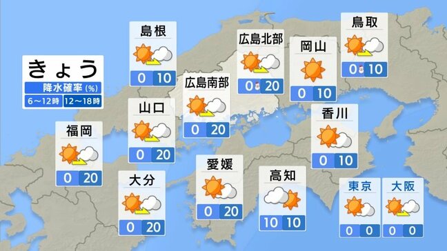 【きょう3/12(木)広島天気】よく晴れて空気乾燥 夜にはにわか雨やにわか雪 だんだん北風強まる 今夜からあす寒気強まる ※寒気シミュレーション|TBS NEWS DIG