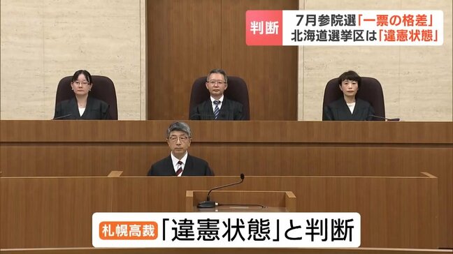 「一票の格差」訴訟　7月参院選の北海道選挙区は「違憲状態」と判断　選挙無効の請求は棄却　札幌高裁|TBS NEWS DIG