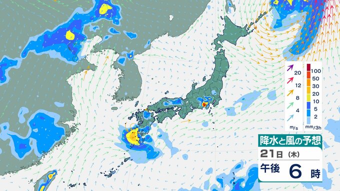 【台風情報】九州南部は22日夜遅くにかけて土砂災害、低い土地の浸水、河川の増水や氾濫に厳重に警戒を　鹿児島県は線状降水帯が発生して大雨災害の危険度が急激に高まる可能性　21日夕方～22日夕方にかけて【雨風シミュレーション】|TBS NEWS DIG