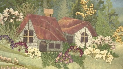 いろんなお花の表現があります」 風景を押し花で表現 カラフルな押し花