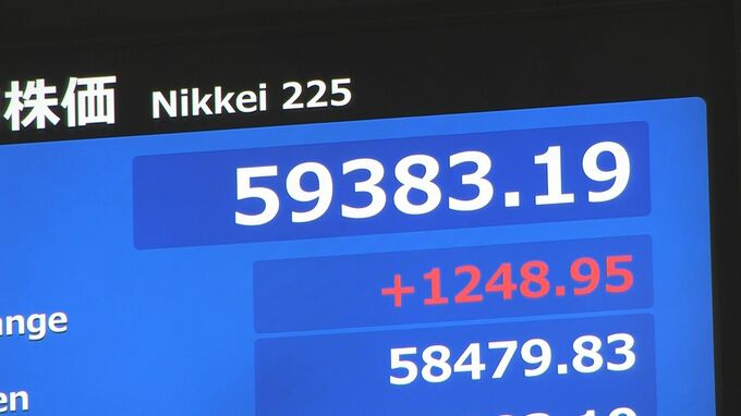 【速報】日経平均株価 一時5万9383円　取引時間中の最高値を更新|TBS NEWS DIG