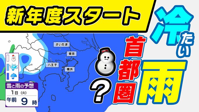 【大雪情報】東京都心は冷たい雨   内陸部は積雪のおそれ  本当に４月なの？ 凍える寒さ〈”春”というより”真冬”〉【雪はいつ？どこで降る？】雨と雪のシミュレーション４月１日（火）～４月３日（木）／ 週間予報|TBS NEWS DIG