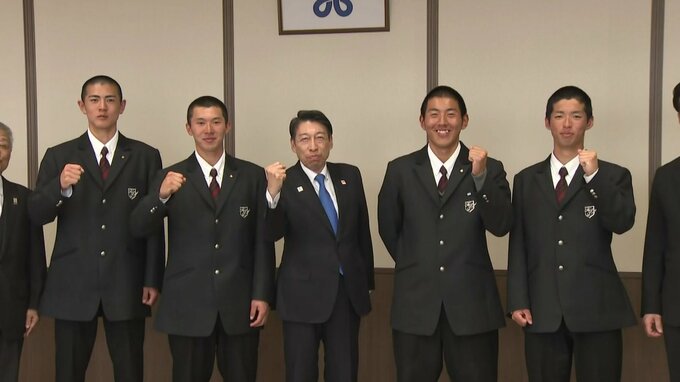 「福岡県に優勝旗を持って帰りたい」センバツ出場の九州国際大学付属高校　選手たちが県庁で意気込み　|　福岡のニュース｜RKB NEWS｜RKB毎日放送