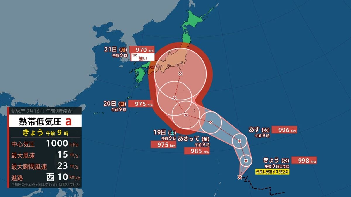 【台風情報】新たな台風発生へ　気象庁進路予想　台風のたまご＝熱帯低気圧が発達シルバーウィークの連休に影響か【全国週間天気予報】