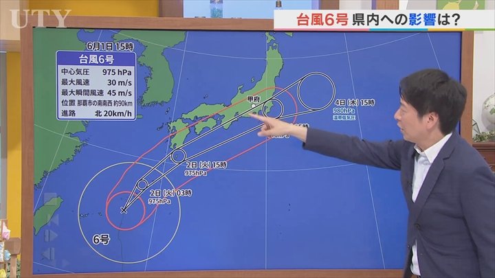 台風6号は3日に山梨に影響も　6月ひと月分の降水量を24時間で上回る雨が降るおそれ　米津龍一気象予報士が解説