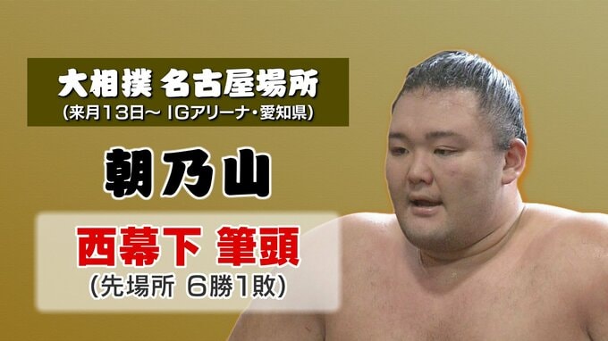 朝乃山、番付を上げ西の幕下筆頭に　十両復帰に期待　大相撲名古屋場所　|　富山のニュース｜天気・防災｜チューリップテレビ